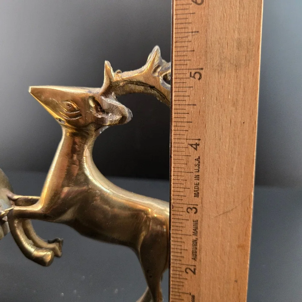 India Exotics Inc Vintage Solid Brass Reindeer Centerpiece Bowl Candle Holder‎